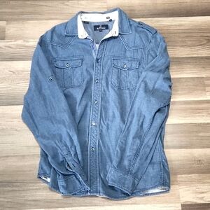 BUFFALO David Bitton Blue Long Sleeve Button Down Size XL Thick/ Warm